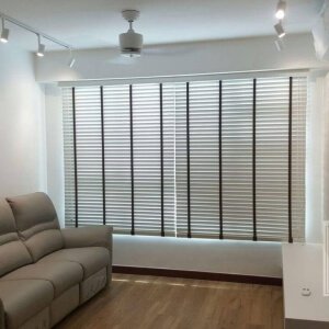 Venetian Blinds 19 white venetian blinds with black woven ladder tape