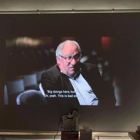 Roller blind used as projector screen