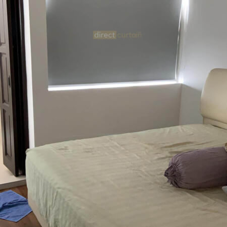 Blackout Indoor Roller Blind Cloud Grey in Master Bedroom - Bishan HDB Singapore