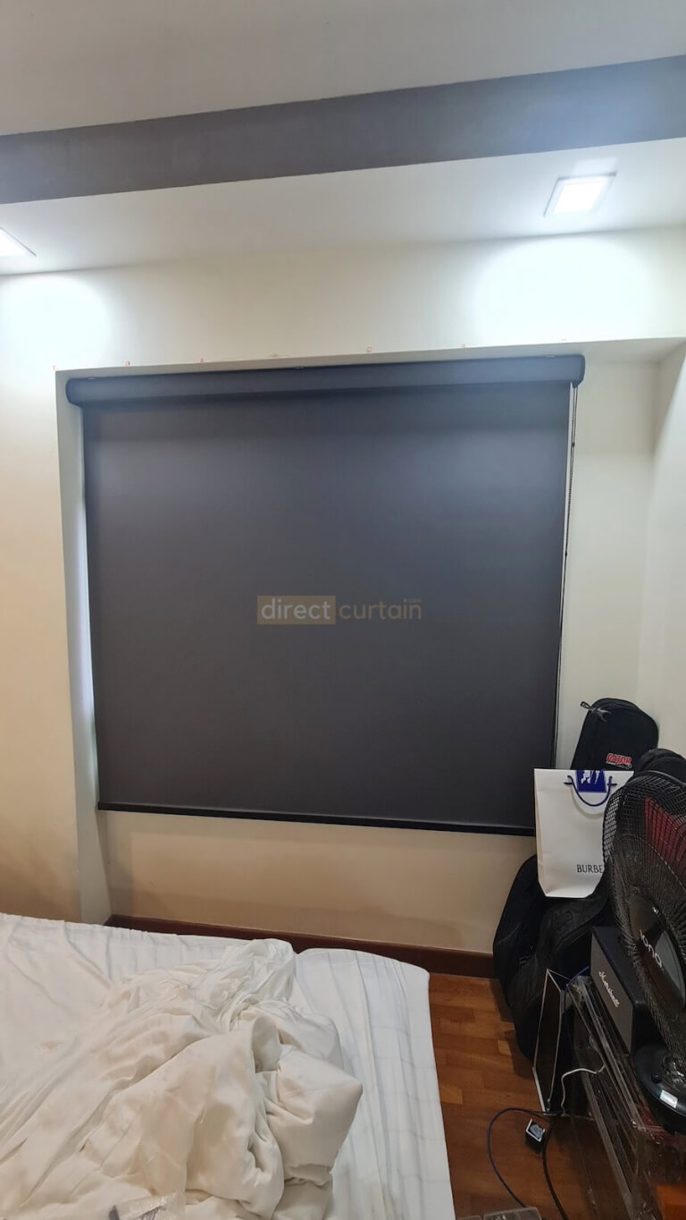 Blackout Roller Blind Midnight Grey with Black System