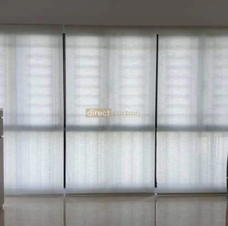 Semi-sheer roller blind in Geylang HDB Living Room