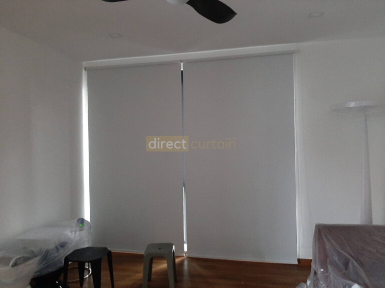 indoor blackout roller blind white common area