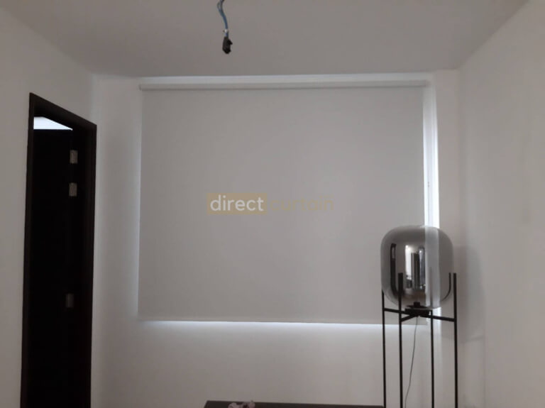indoor blackout roller blind white study room
