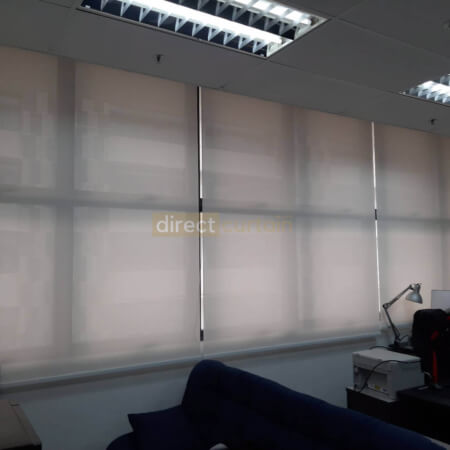 white office perforated roller blinds in sin ming midview city singapore