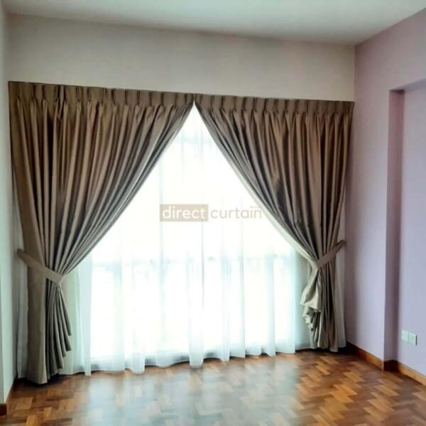 Day Curtain – Sable Beige layered with night curtains in bukit batok