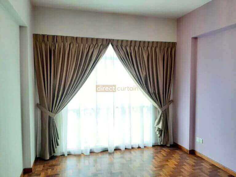 Day Curtain – Sable Beige layered with night curtains in bukit batok