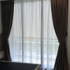 Dim-out Curtain – Flow Wood Brown layered with Day Curtain