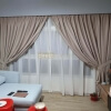 Dim-out Curtain – Stitch Tan Beige with Day Curtain – Art Off-white Beige in Buangkok Singapore