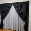 Dim-out Night Curtain – Stitch Pebble Grey layered with Day Sable white Curtain in common room