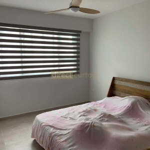 Korean Combi Blind – Blackout Dark Grey in Master Bedroom Singapore