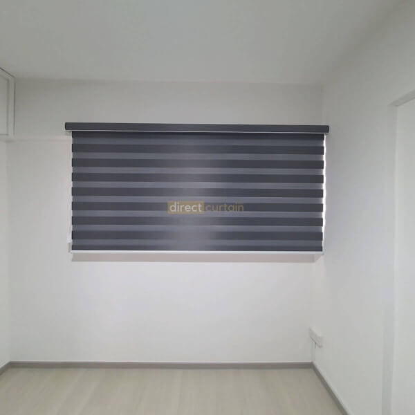 Korean Combi Blind – Blackout Oxford Grey in Common Room HDB