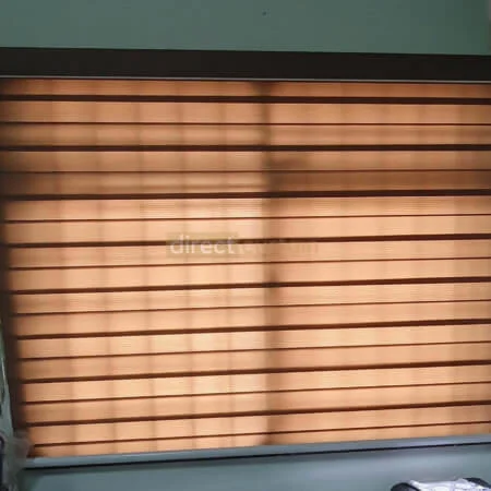 Korean Combi Zebra Blind - Olive Brown in Bedroom closed