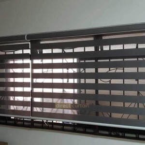Korean Zebra Combi Blind – Shadow Grey in Corridor Living Room