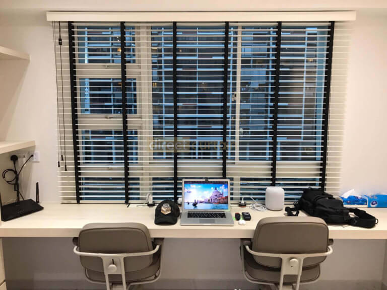 Venetian blinds in Study Area Evening Time