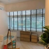 bright white venetian blinds common room