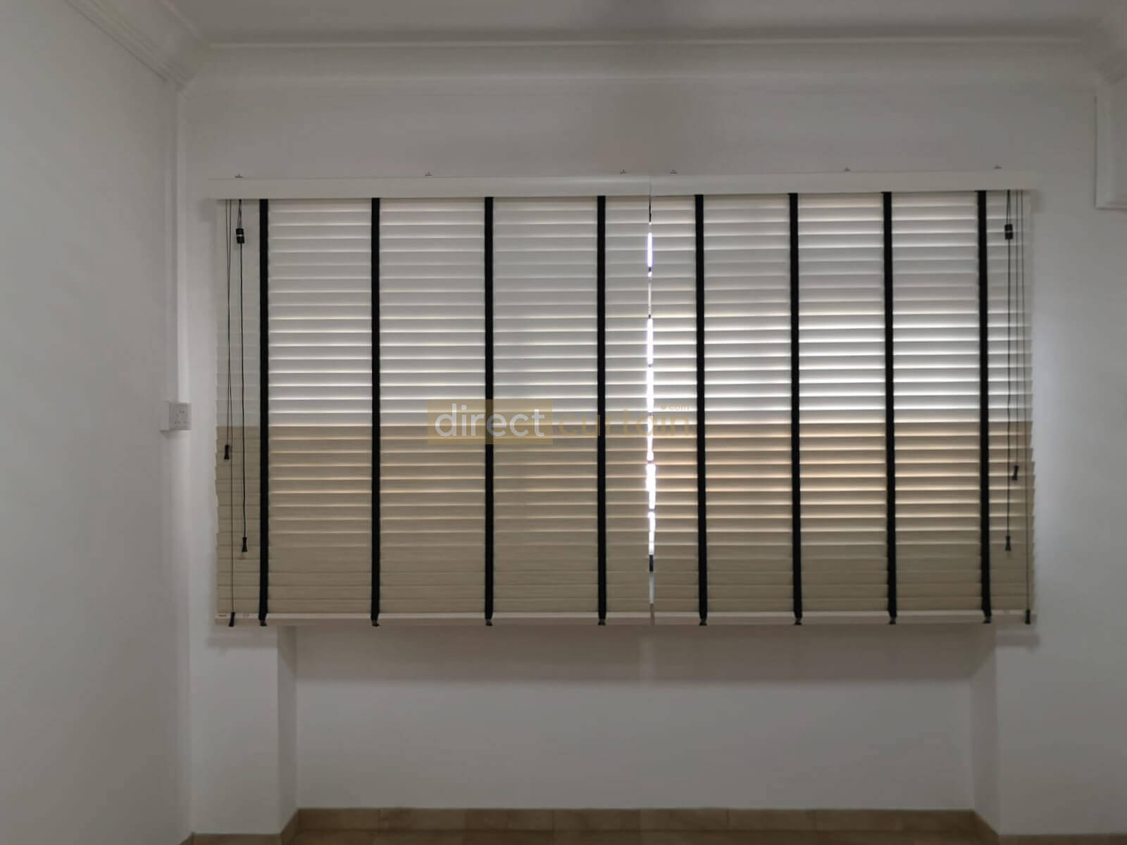 black wooden blinds