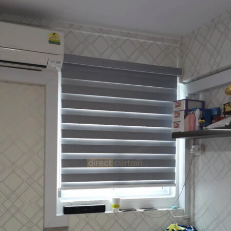 Zebra Blind – Blackout Oxford Grey Fitted in Master Bedroom Singapore