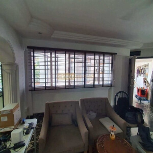 Venetian Blinds 15 Venetian Blind - Dark Wood Brown - 1005 in living room