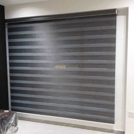 Korean Zebra Blind – Glitter Black Grey in Living Room