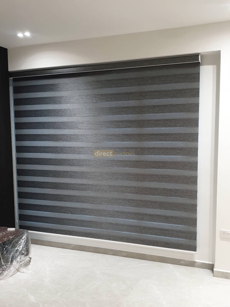 Korean Zebra Blind – Glitter Black Grey in Living Room