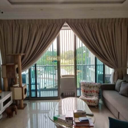 Dim-out Night Curtain - Dreamer Collection Beige under Natural Light - Living Room Thomsom Grand Singapore