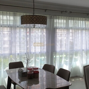 Dim-out Night Curtain – Light Gold in Living Room Layered with Day Curtain Art White
