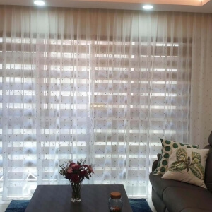 Day Curtain – Premium Honeycomb Gold Layered over Combi Blinds in SG