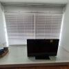 1 loop white venetian blinds closed without ladder tape in study room
