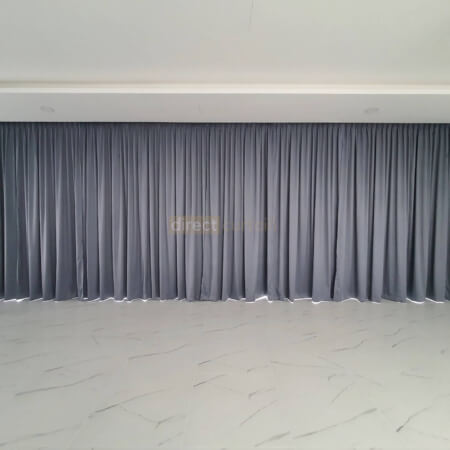 Dim-out Curtain - Designer Crisscross Classic Grey in Living Room