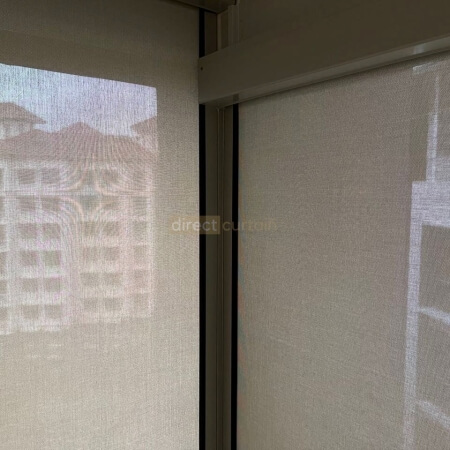 SHYZIP Blind - Grey Frame - 1% Openness Granite Fabric - Close-up