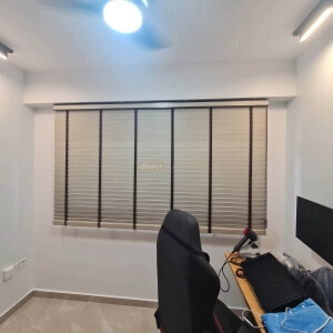Venetian blinds PS113 in study room with Dark Brown Ladder Tape