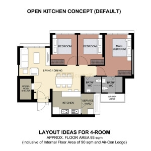 4 Room HDB BTO Curtain Package Layout - Clementi NorthArc