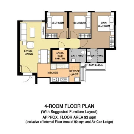 HDB BTO Curtain Package Calculator - 4 Room [Kallang Breeze] B