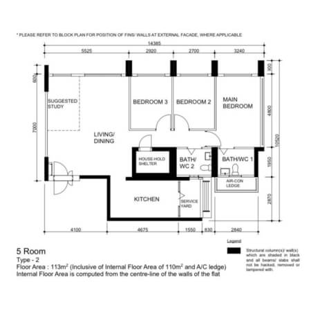 HDB Built-To-Order BTO Package - Plantation-Acres - 5 Room Floorplan