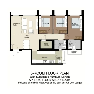 HDB Built-To-Order BTO Package - Plantation-Acres - 5 Room Layout