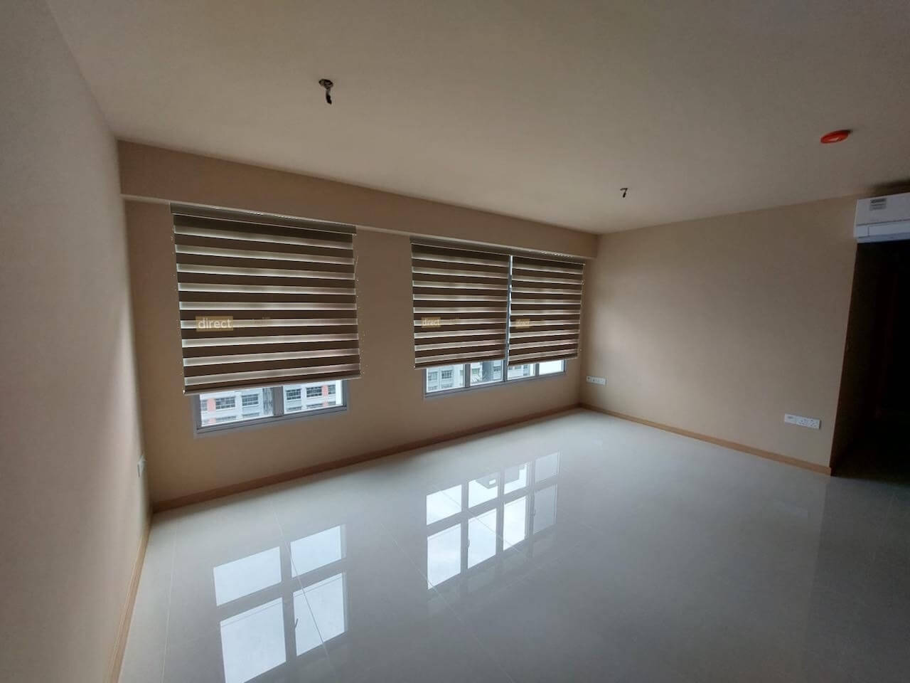 HDB BTO Living Room mockup with cropped combi blinds