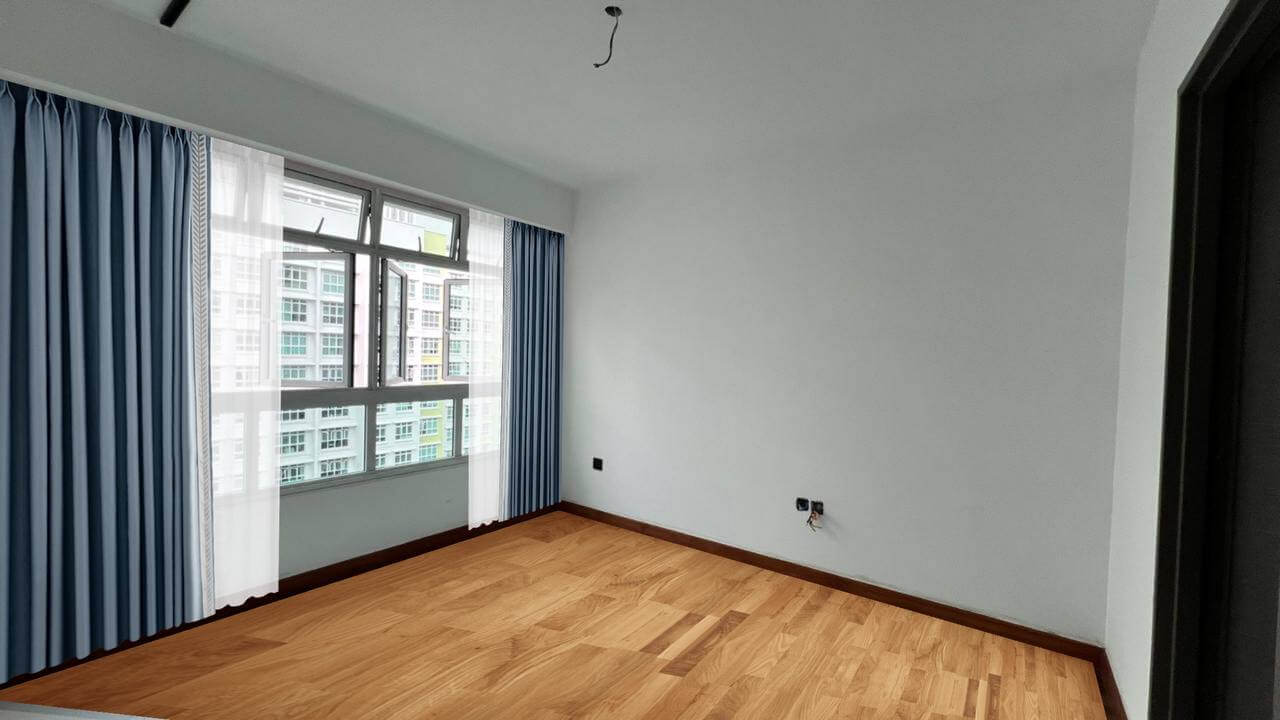 HDB MBR mockup with curtains and vinyl floor