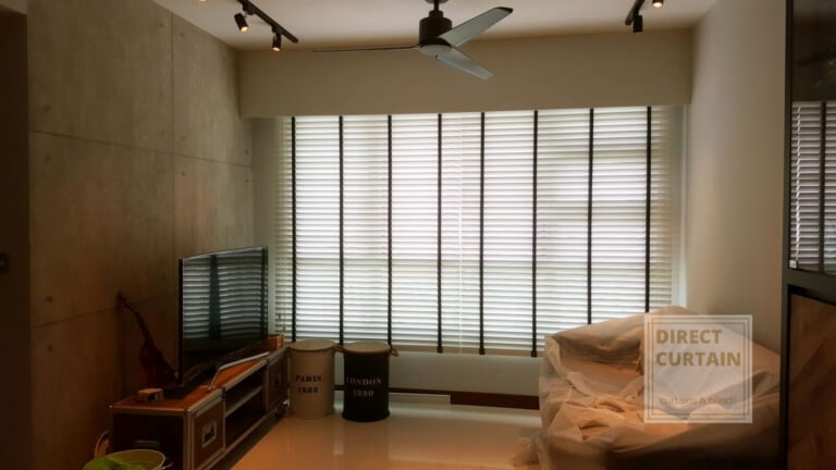 venetian blinds in living room