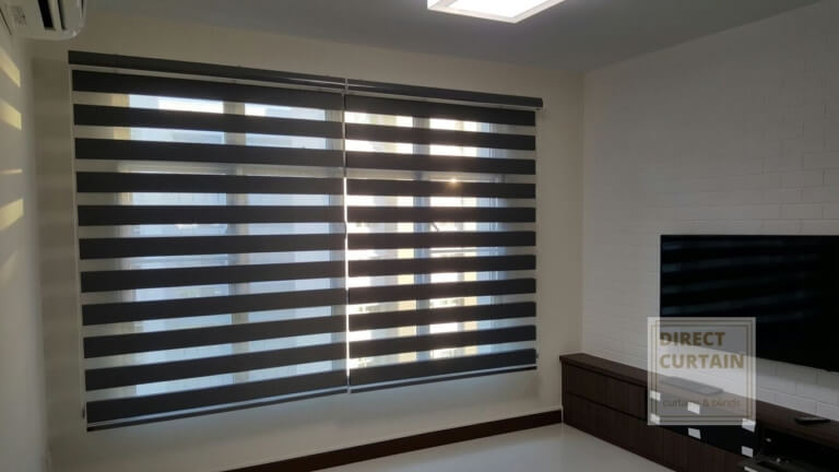 dark combi blinds in living room