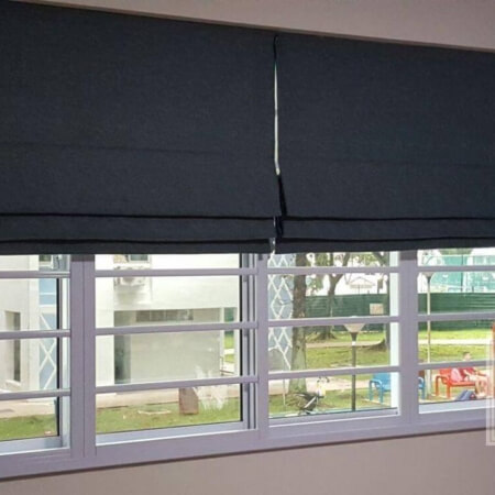 Roman blinds in bedroom