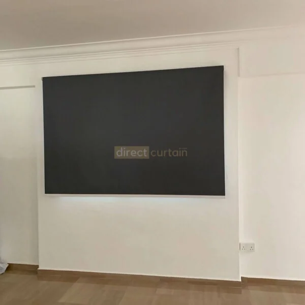 Blackout Roller Blind Shadow Dark Grey in Study Room