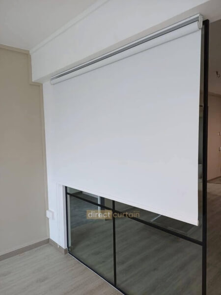 Indoor blackout blind in porcelain white colour-watermark