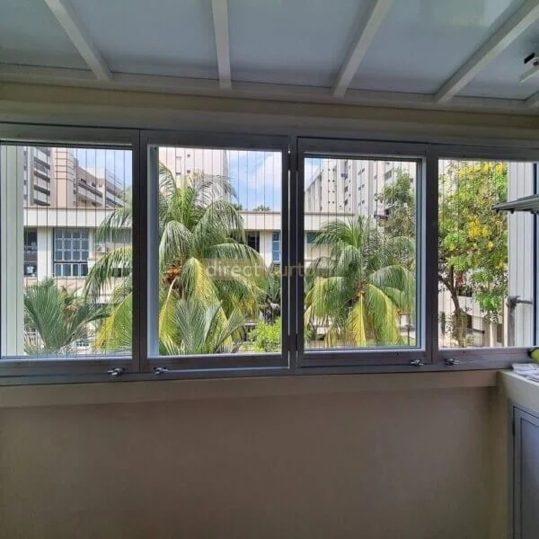 Sunscreen Perforated Roller Blind Dark Grey-Before Install