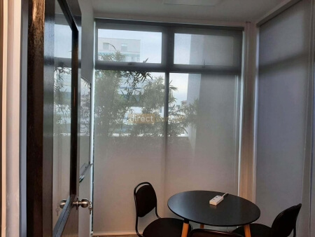 Sunscreen Roller Blind Grey White in Office at Burn Road 3