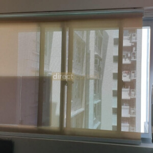 Sunscreen Roller Blind Tan Beige in Kitchen Service Yard HDB Singapore
