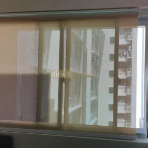Sunscreen Roller Blind Tan Beige in Kitchen Service Yard HDB Singapore