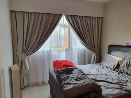 Blackout Curtain - Chevron Chiffon Grey White