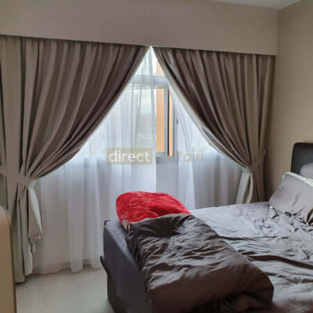 Blackout Curtain - Chevron Chiffon Grey White