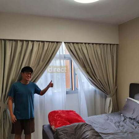 Blackout Curtain - Chevron Chiffon Grey White - HDB Buangkok Customer