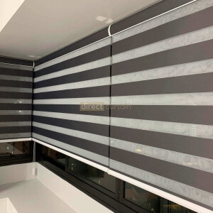 Korean Combi Zebra Blind – Blackout Charcoal Black - night view